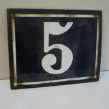 Vintage enamel plate of street number 5