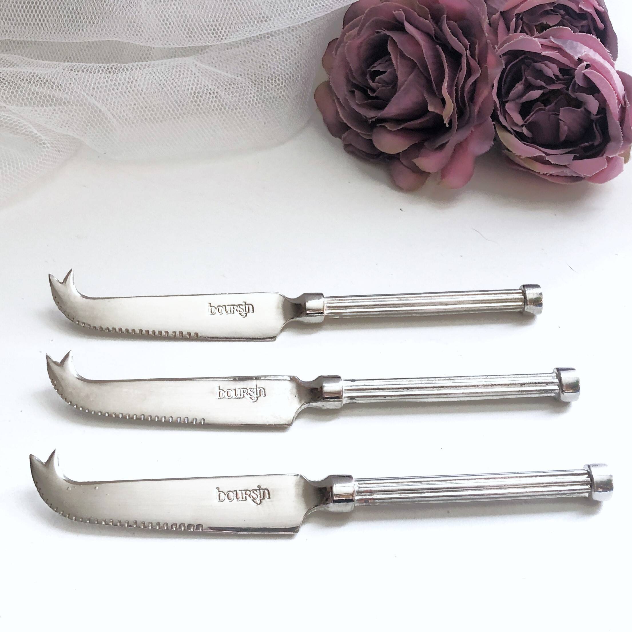 Lot de 3 petits couteaux à fromage métal argenté