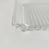 Plat en verre ciselé transparent ancien