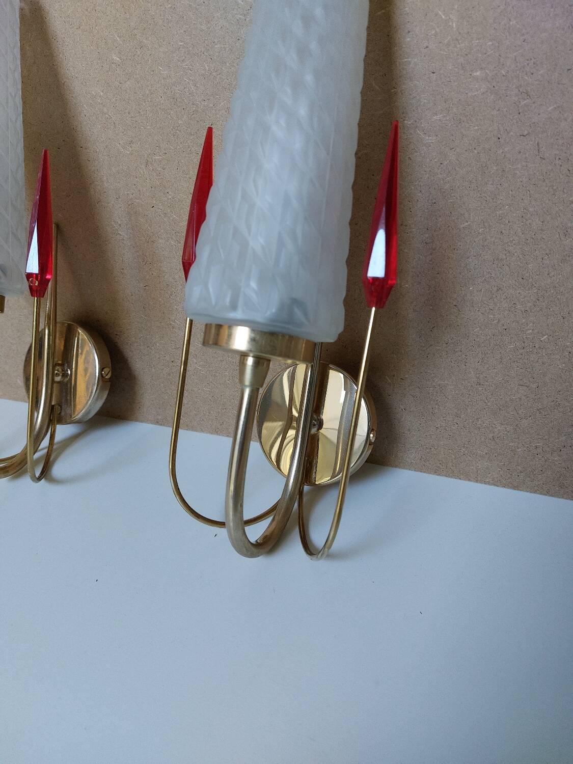 Appliques Maison Lunel verre dépoli années 60