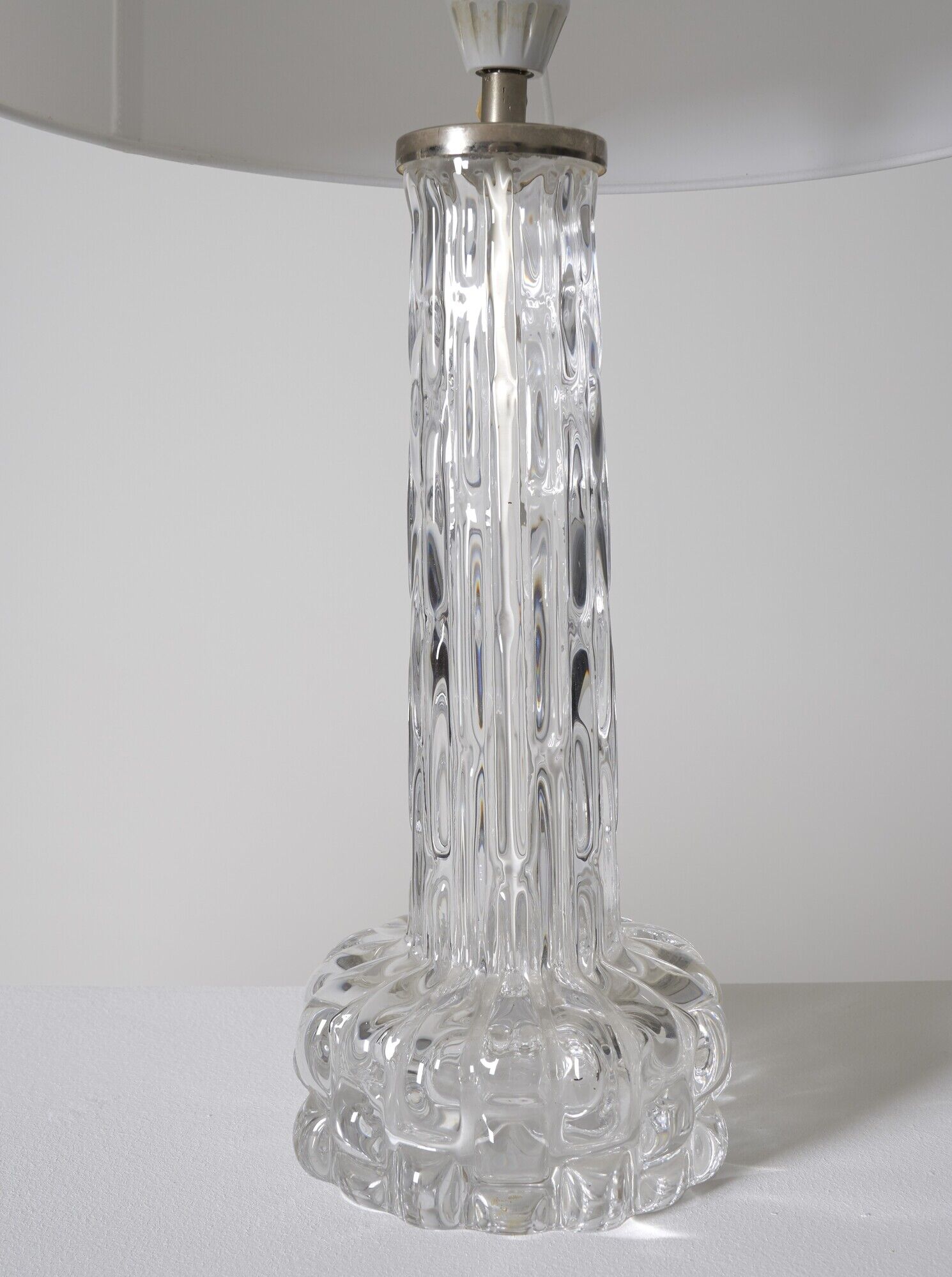 Pair of vintage crystal table lamps by Carl Fagerlund for Orrefors