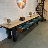 Old butcher block on steel base