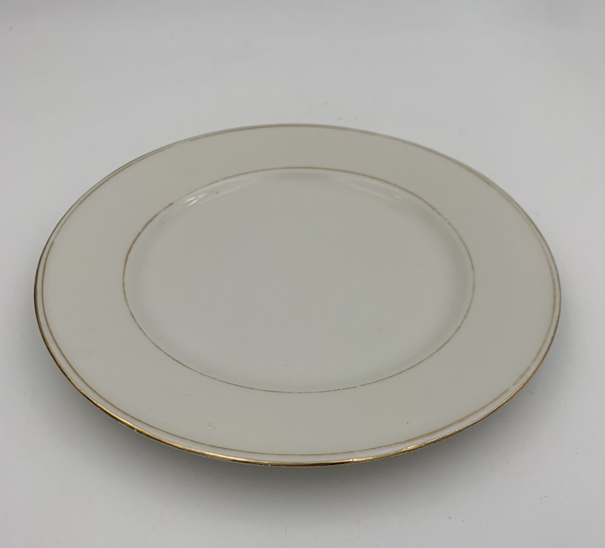 9 antique dessert plates white and gold porcelain from limoges william guerin - circa 1900