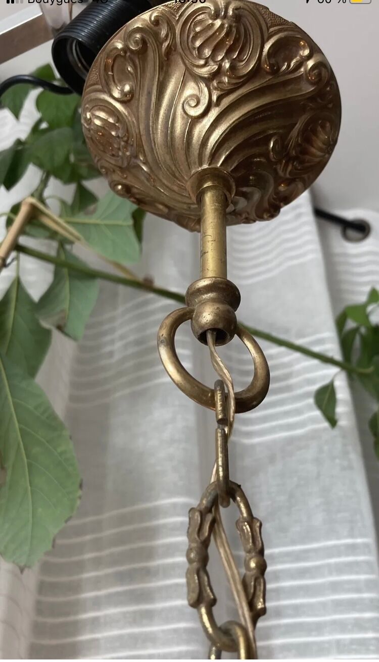 Louis XV cage chandelier gilded bronze with 3 lights twentieth era