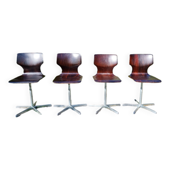 4 Pagwood Pagholz Flototo chairs from the 70s