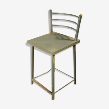 Chaise haute grise vintage métal