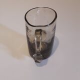 Miniature pitcher in bubbled glass blown smoked color