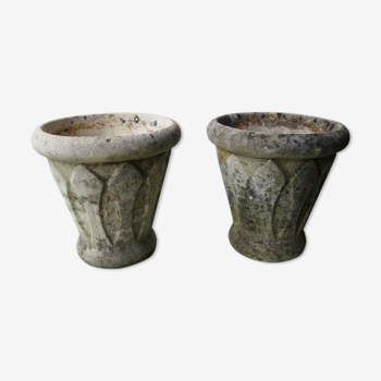 Pair of cement flower pots