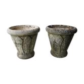 Pair of cement flower pots