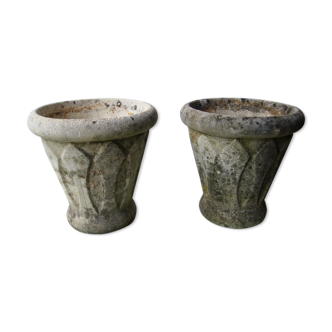 Pair of cement flower pots