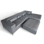de Sede DS-7 Ecksofa mit Hocker in grauem Leder