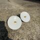 Pair of vintage suspension green and white enamelled sheet - 24 cm firm undue