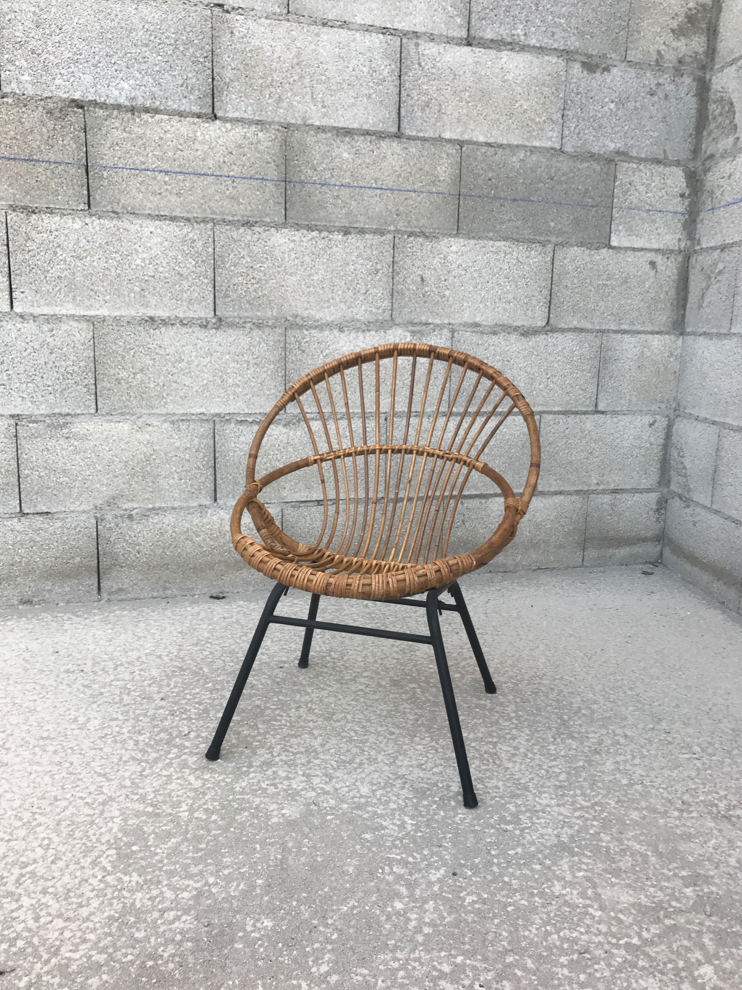 Pair of vintage rattan armchair