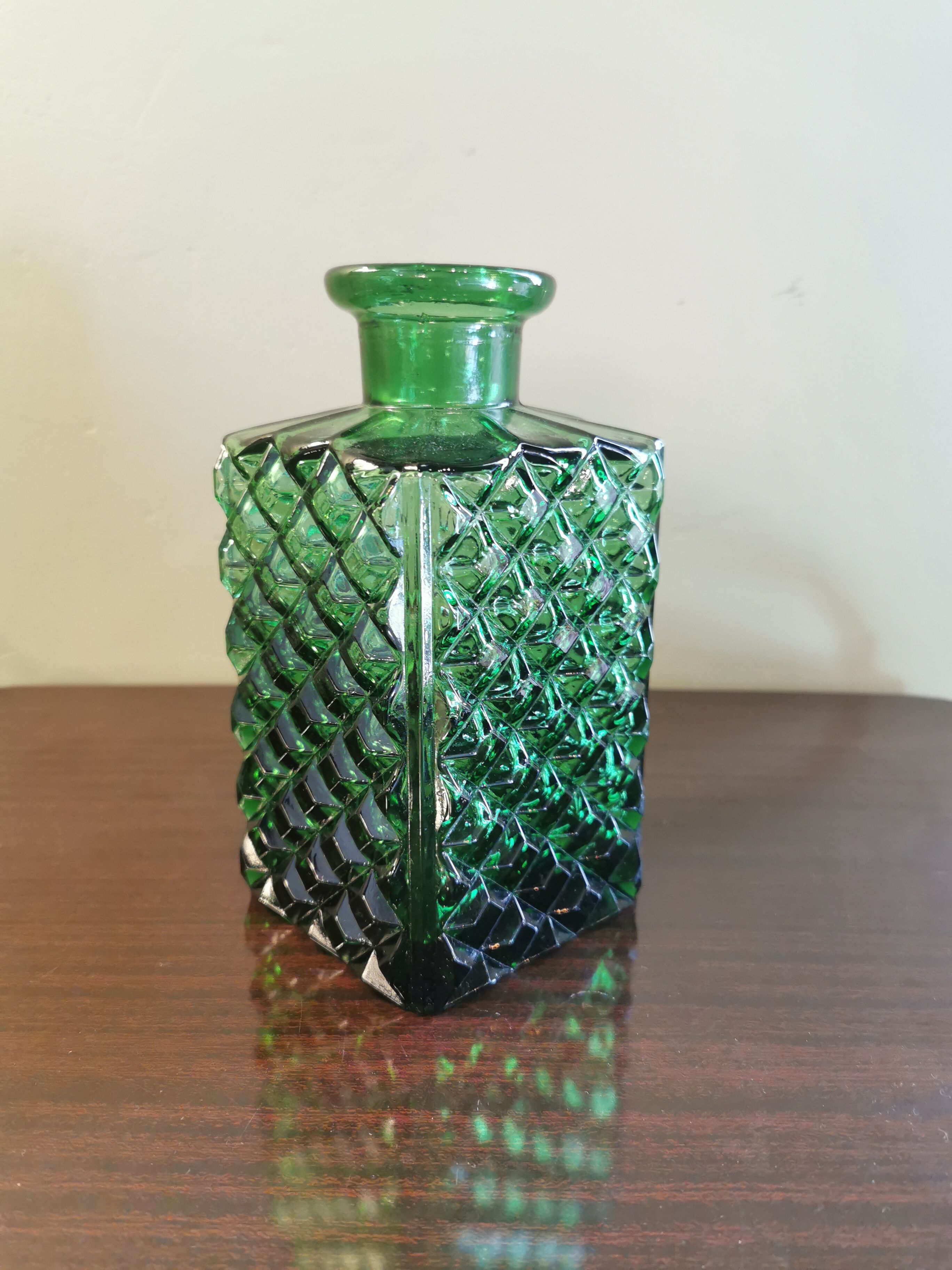 Vintage green glass decanter