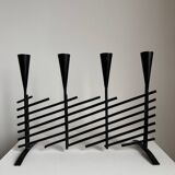 Vintage brutalist candelabrum in black metal