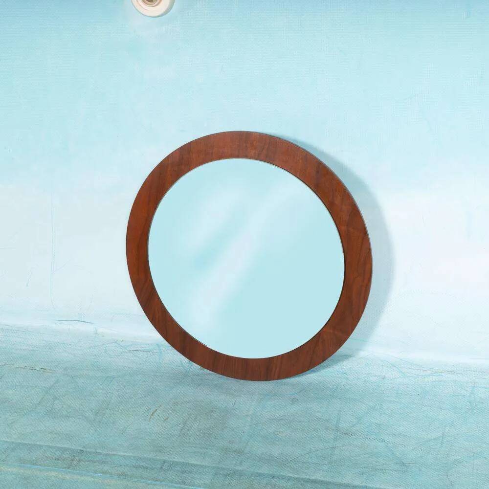 Vintage walnut wall mirror, minimalist from the 1960s.