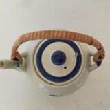 Chinese ceramic teapot floral pattern with rattan handle