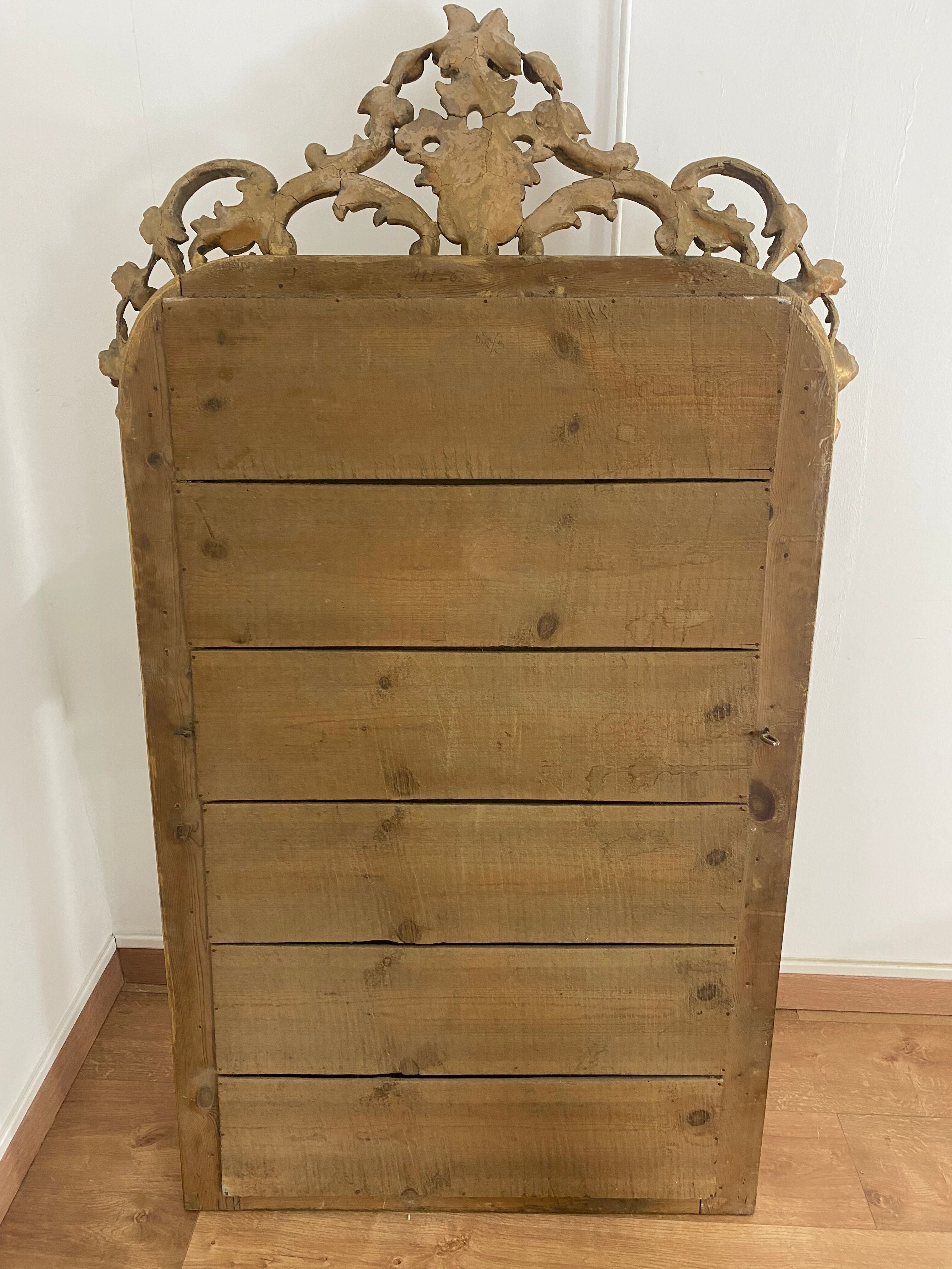 Old mirror with pediment 162x82cm