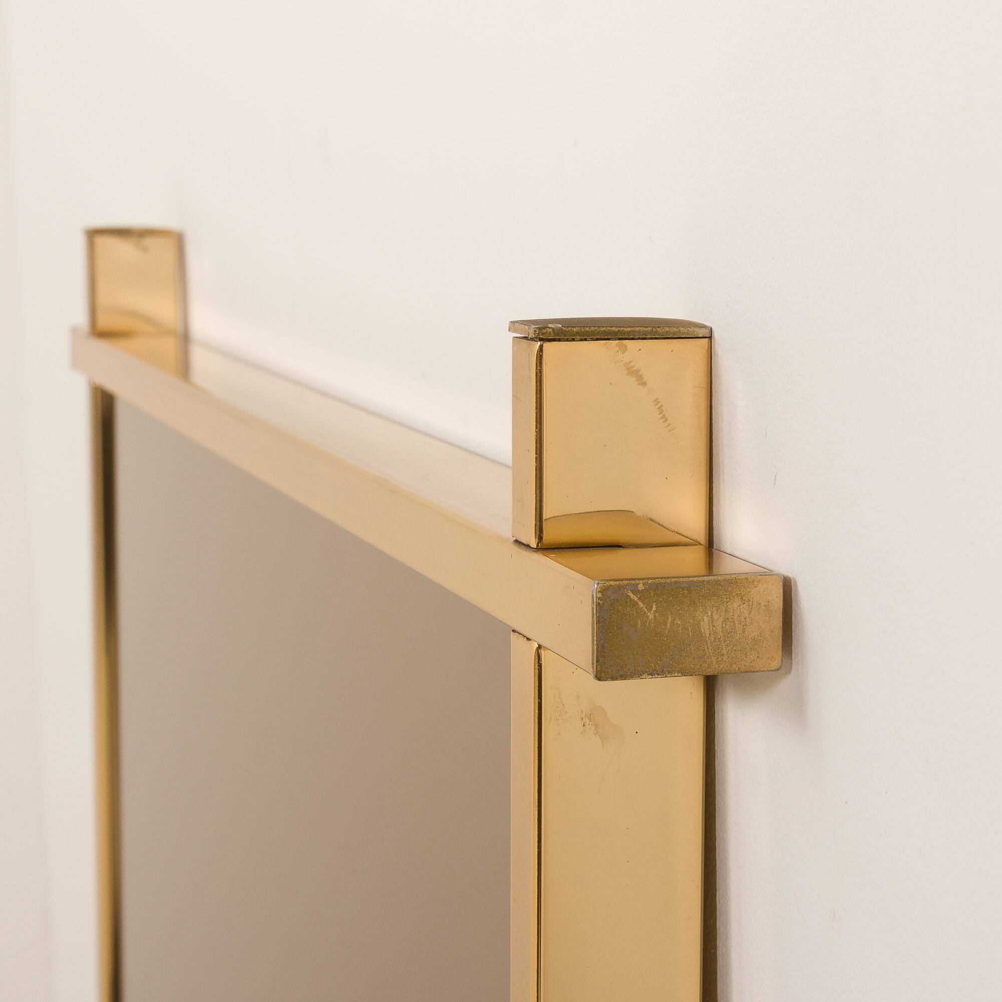 Italian mid century brass mirror in the style of Romeo Rega, 1970s