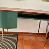 Bureau vintage en acajou et vert