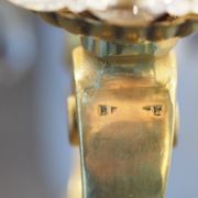 Solid bronze chandelier with crystal pendants and candle holders - Lucien GAU