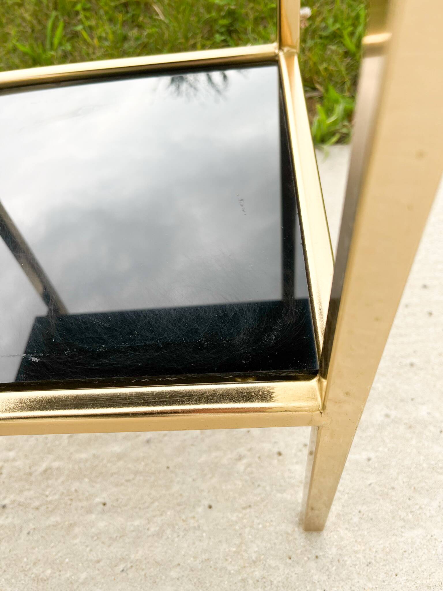 Pair of bedside tables or side tables, Hollywood Regency style,