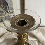 Grand bougeoir ancien en bronze  26 cm style Louis XV