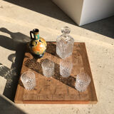 Decorative wooden top with checkerboard effect