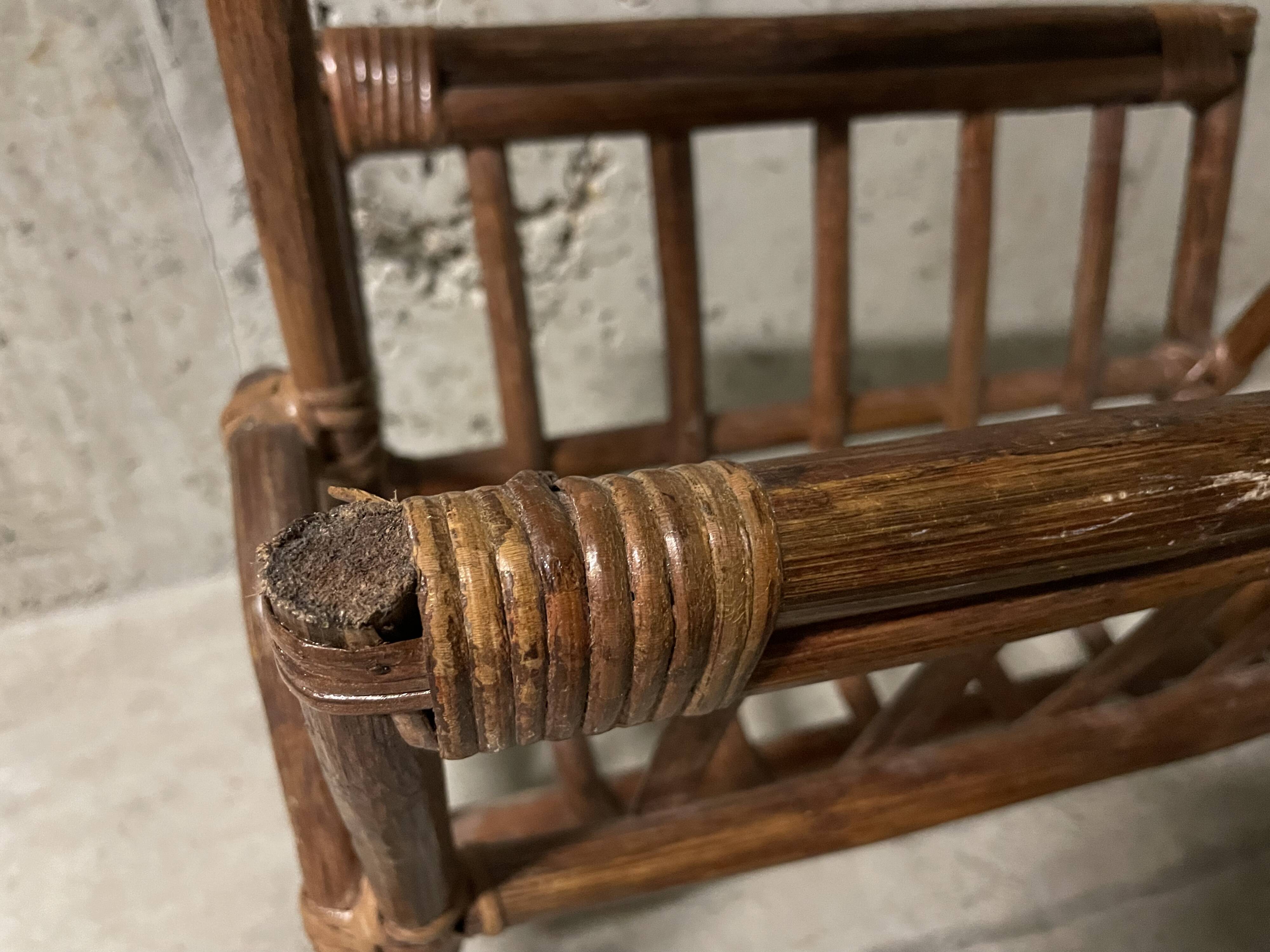 Rattan magazine rack from the 60s