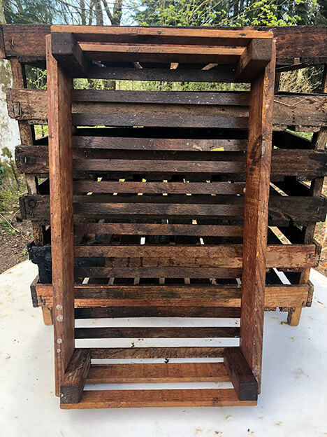 Set of eight old wooden shelves