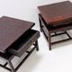 Pair of vintage pagoda tables in faux bamboo with chevron pattern - Maitland & Clasco