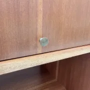 Scandinavian style bookshelf in teak and brass, 1950.