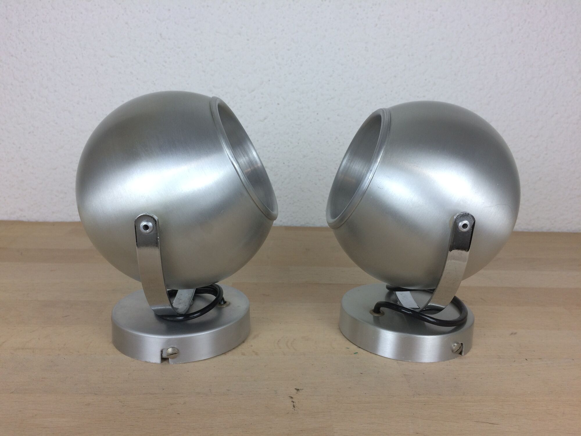 Set of 2 wall lamps eyeball brushed aluminum 70s space age