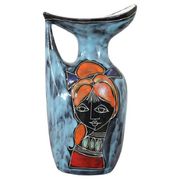 Vase en céramique décoré d'un visage féminin, années 1960