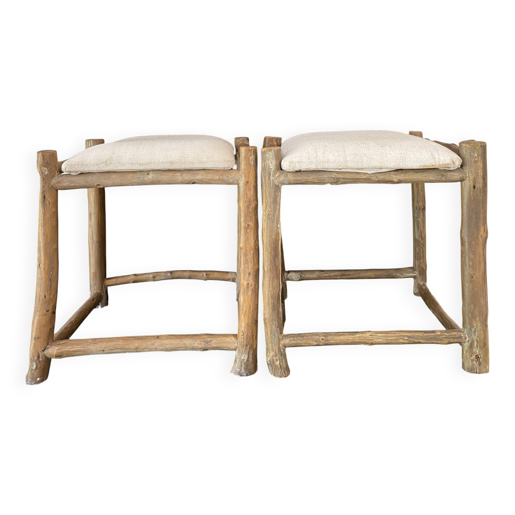 Pair of olive wood stools