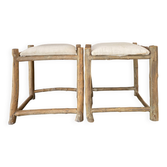 Duo tabourets bois d’olivier