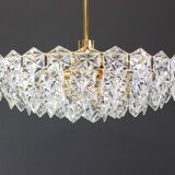 Superb large chandelier, brass and crystal glass by Kinkeldey, Germany, 1970s.