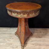 Circular gueridon in marquetry and bronze, Empire style