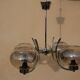 Chandelier 70s metal chrome with 4 glass globes