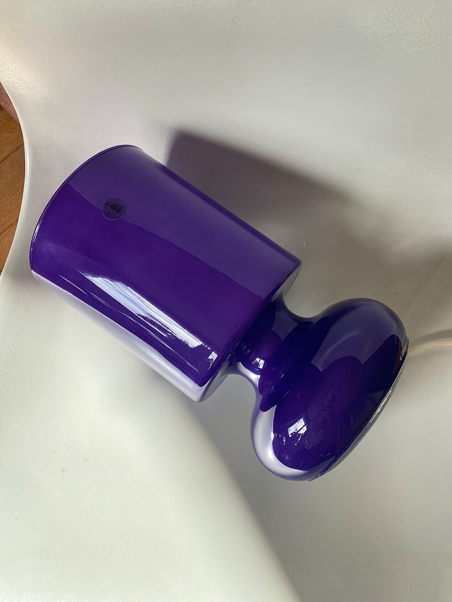 Vintage IKEA lamp, a purple glass lantern.