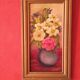 Vintage French oil painting of flowers, signed René