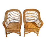 Paire de fauteuils en osier, 1960