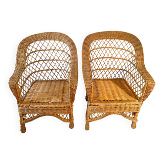 Paire de fauteuils en osier, 1960