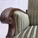 1950s, Danish relax armchair, green furniture velour, carved oak wood.