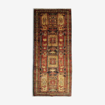 Antique persian wool aderbil rug, traditional orange wool carpet 115x304cm