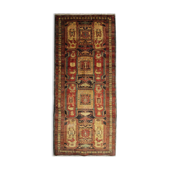 Antique persian wool aderbil rug, traditional orange wool carpet 115x304cm