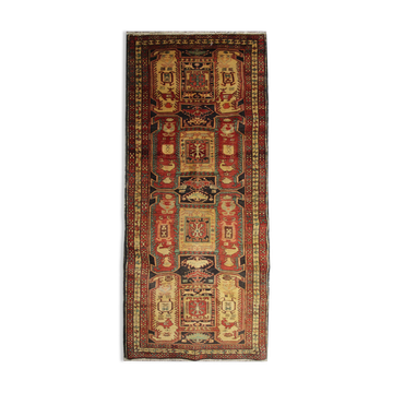 Antique persian wool aderbil rug, traditional orange wool carpet 115x304cm