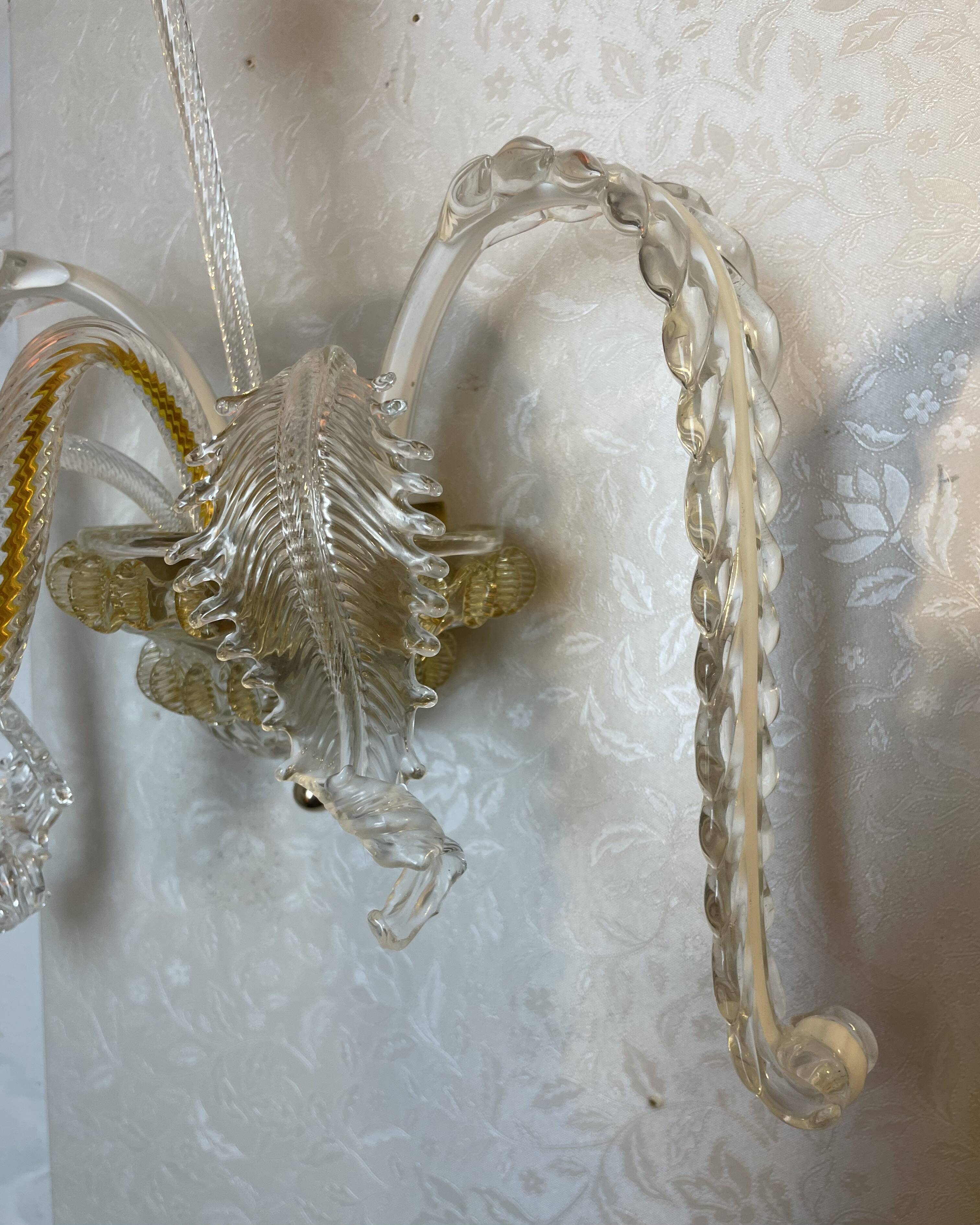 Pair of Murano Sconces in the style of Barovier & Toso, 1980s