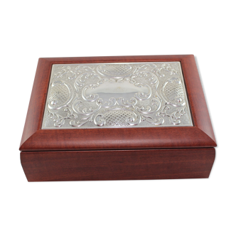 Hazorfim wooden tea box with sterling silver cover