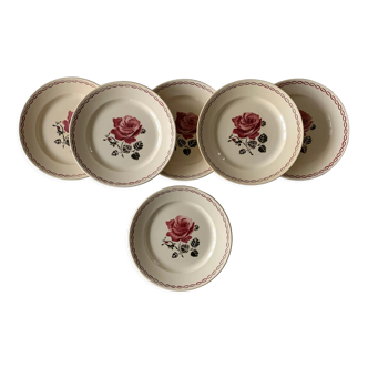 Lot de 6 assiettes plates en faïence de Badonviller